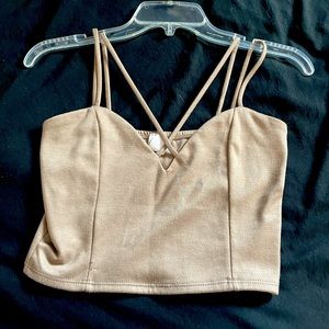 Tan sleeveless crop top